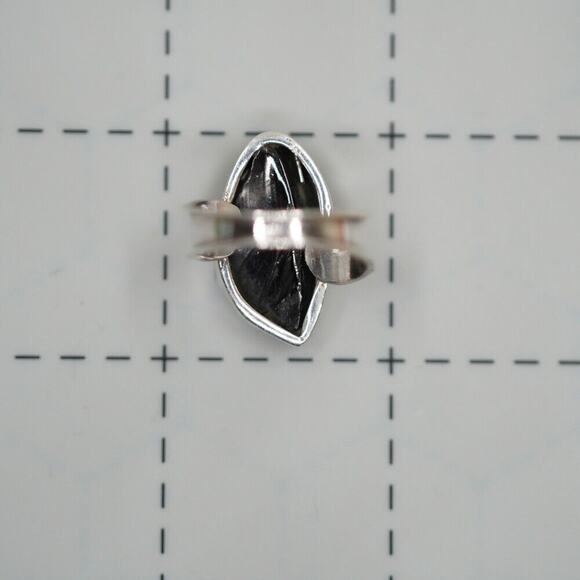 Natural Shungite Ring 925 Sterling Silver Freeform Bezel set Handmade Ring 7 - Picture 5 of 14